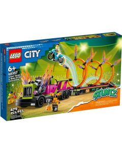 LEGO CITY WYZWANIE KASKADERSKIE CIĘŻARÓWKA I OGNISTE OBRĘCZE  60357